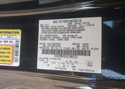 2018 Ford Mustang Gt Premium z USA, uszkodzony, nr VIN 1FATP8FF0J5100533